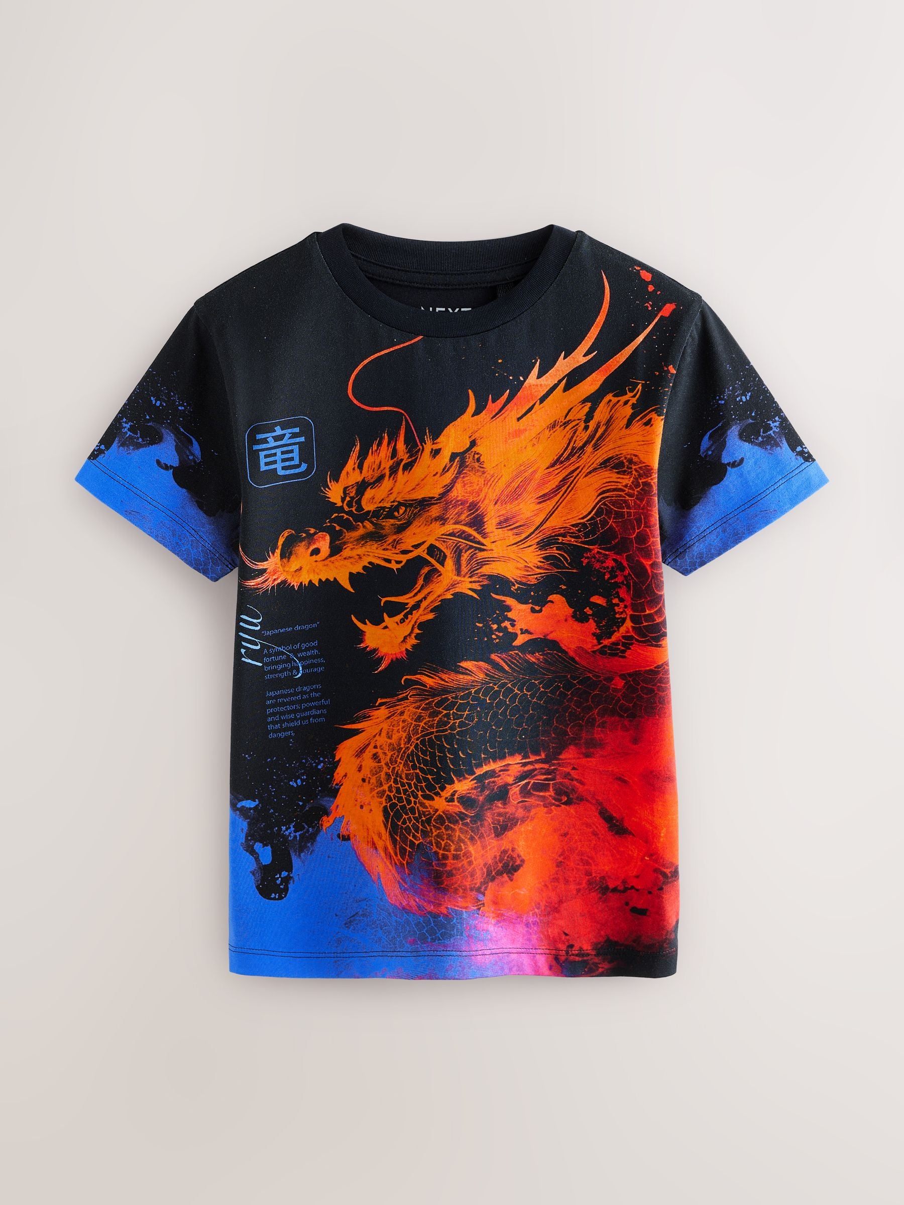 Dsiney Kidz - Black/Orange Dragon Regular Fit Short Sleeve All-Over Print T-Shirt (3-16yrs) image 1