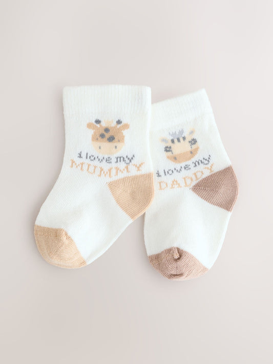 Brown/Cream Baby Socks 2 Pack (0mths-2yrs) image 1