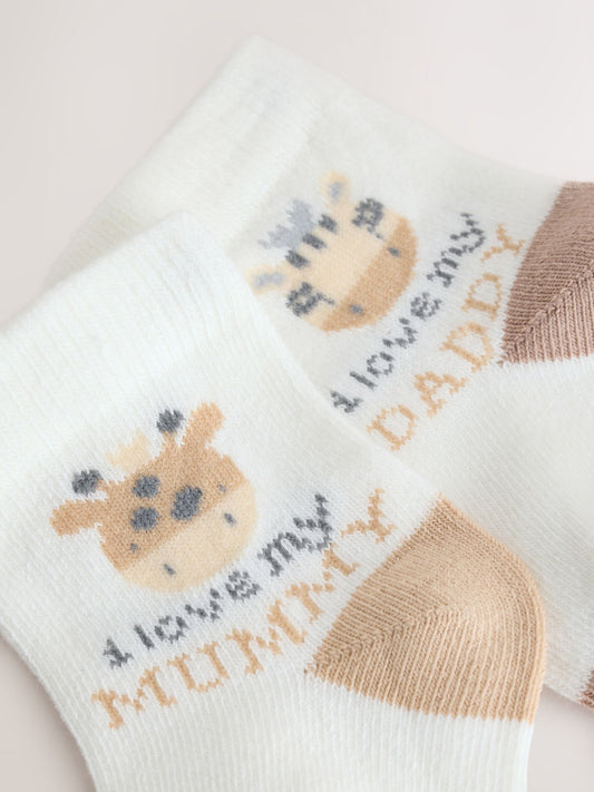 Brown/Cream Baby Socks 2 Pack (0mths-2yrs) image 3