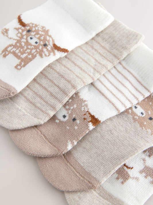 Neutral Hamish Baby Socks 5 Pack (0mths-2yrs) image 3