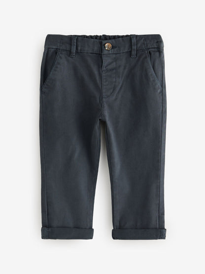 Navy/Stone Stretch Chino Trousers 2 Pack (3mths-7yrs) image 2