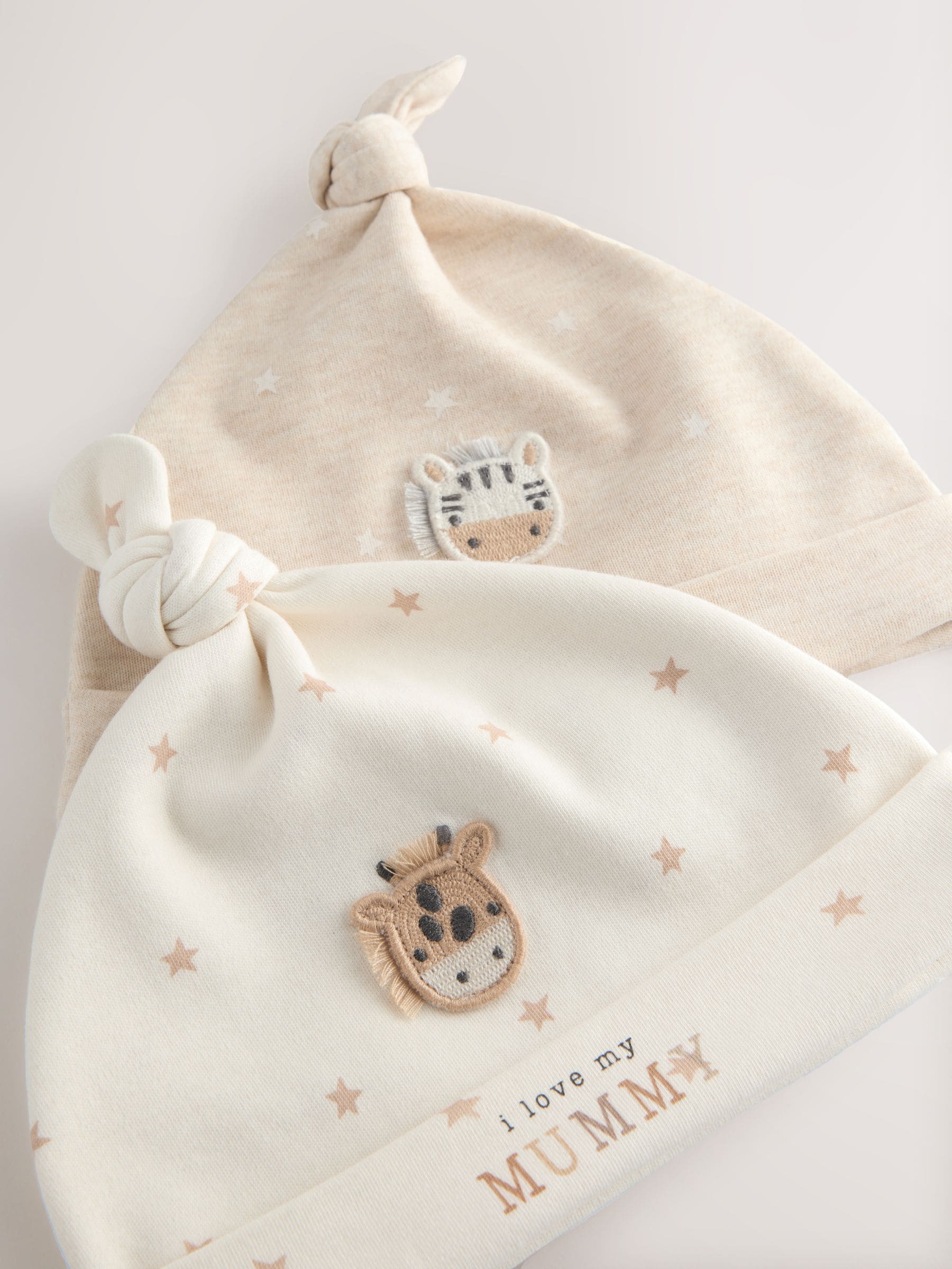 Neutral I Love My Mummy/Daddy Baby Tie Top Hats 2 Pack (0-12mths) image 4