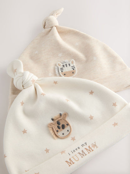 Neutral I Love My Mummy/Daddy Baby Tie Top Hats 2 Pack (0-12mths) image 4