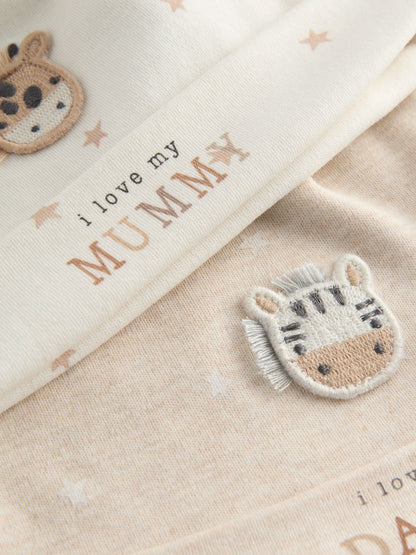 Neutral I Love My Mummy/Daddy Baby Tie Top Hats 2 Pack (0-12mths) image 5