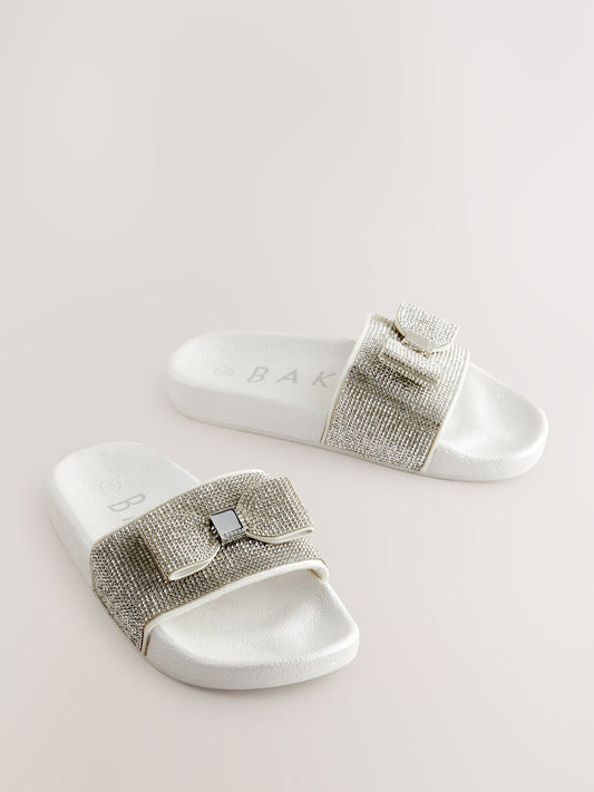 Baker by Ted Baker Girls Diamanté Sliders with Bow image 1