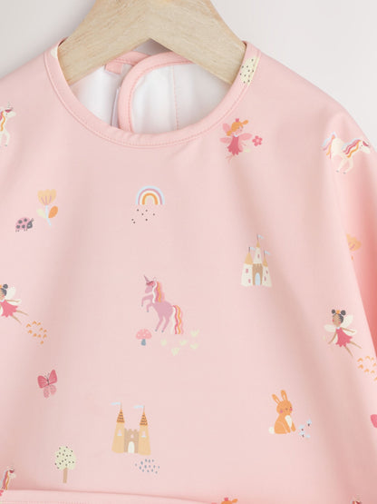 Pink Unicorn Fairies Weaning And Feeding Sleeved Bib image 3
