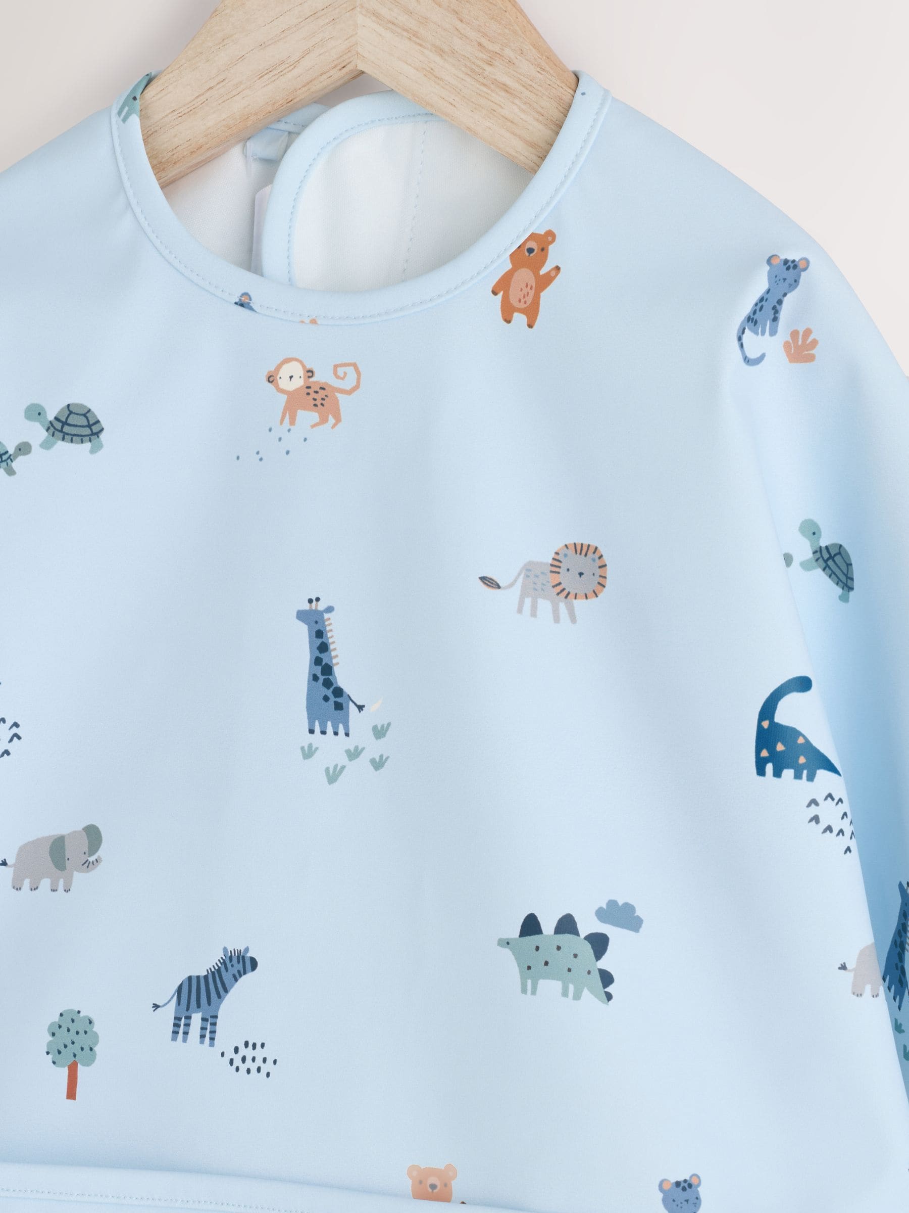 Blue Dino Jungle Weaning And Feeding Sleeved Bib image 3