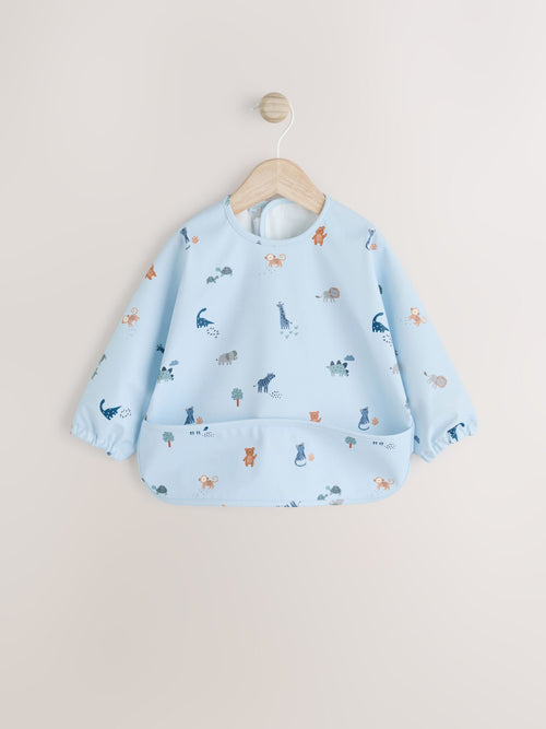 Blue Dino Jungle Weaning And Feeding Sleeved Bib image 1