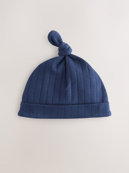 Blue Tie Top 100% Cotton Hats 3 Pack (0-12mths) image 4