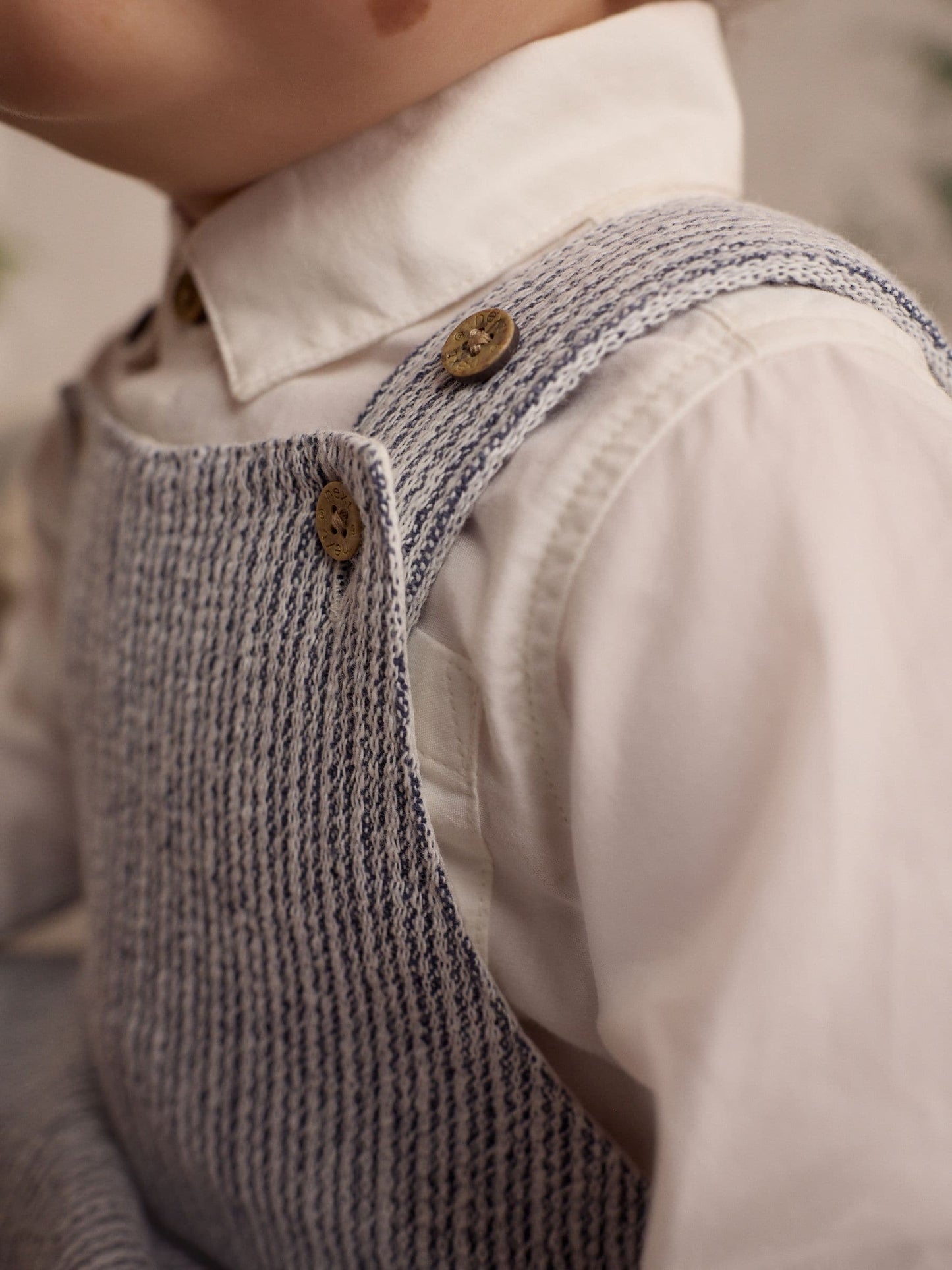 Grey/White Woven 100% Cotton Baby Dungaree and Bodysuit Set (0mths-3yrs)