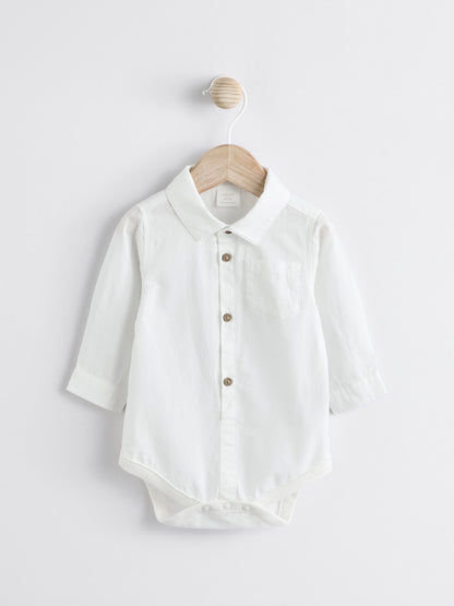 Grey/White Woven 100% Cotton Baby Dungaree and Bodysuit Set (0mths-3yrs)