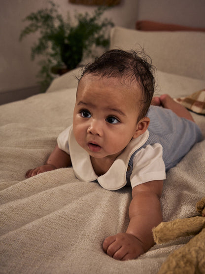 Grey 100% Cotton Smart Baby Romper, Bodysuit And Socks Dungarees Set (0mths-2yrs)