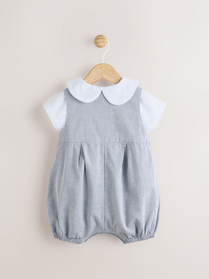 Grey 100% Cotton Smart Baby Romper, Bodysuit And Socks Dungarees Set (0mths-2yrs)