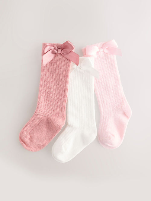 Dsiney Kidz - Pink Knee High Bow Baby Sock 3 Pack image 1