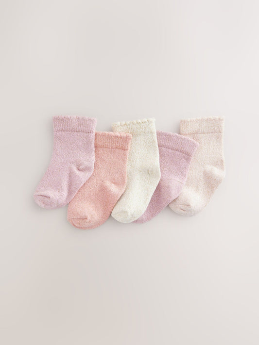 Pink Sparkle Baby Socks 5 Pack (0mths-2yrs) image 1