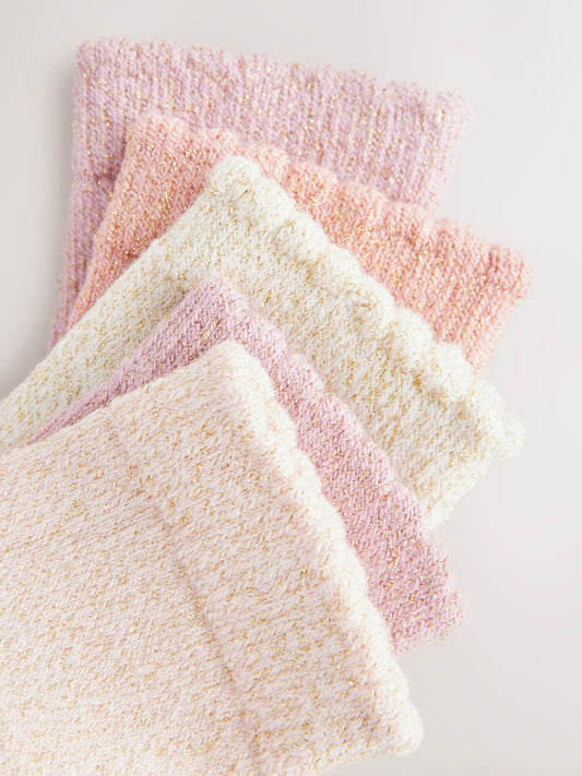 Pink Sparkle Baby Socks 5 Pack (0mths-2yrs) image 3