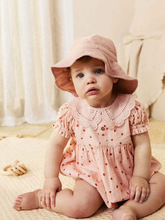 Neutral/Blush Dobby 100% Cotton Baby Hats 2 Pack (0mths-2yrs) image 3