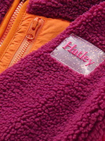 Dsiney Kidz - Hatley Purple Raspberry Radiance Faux Sherpa Hooded Jacket image 4