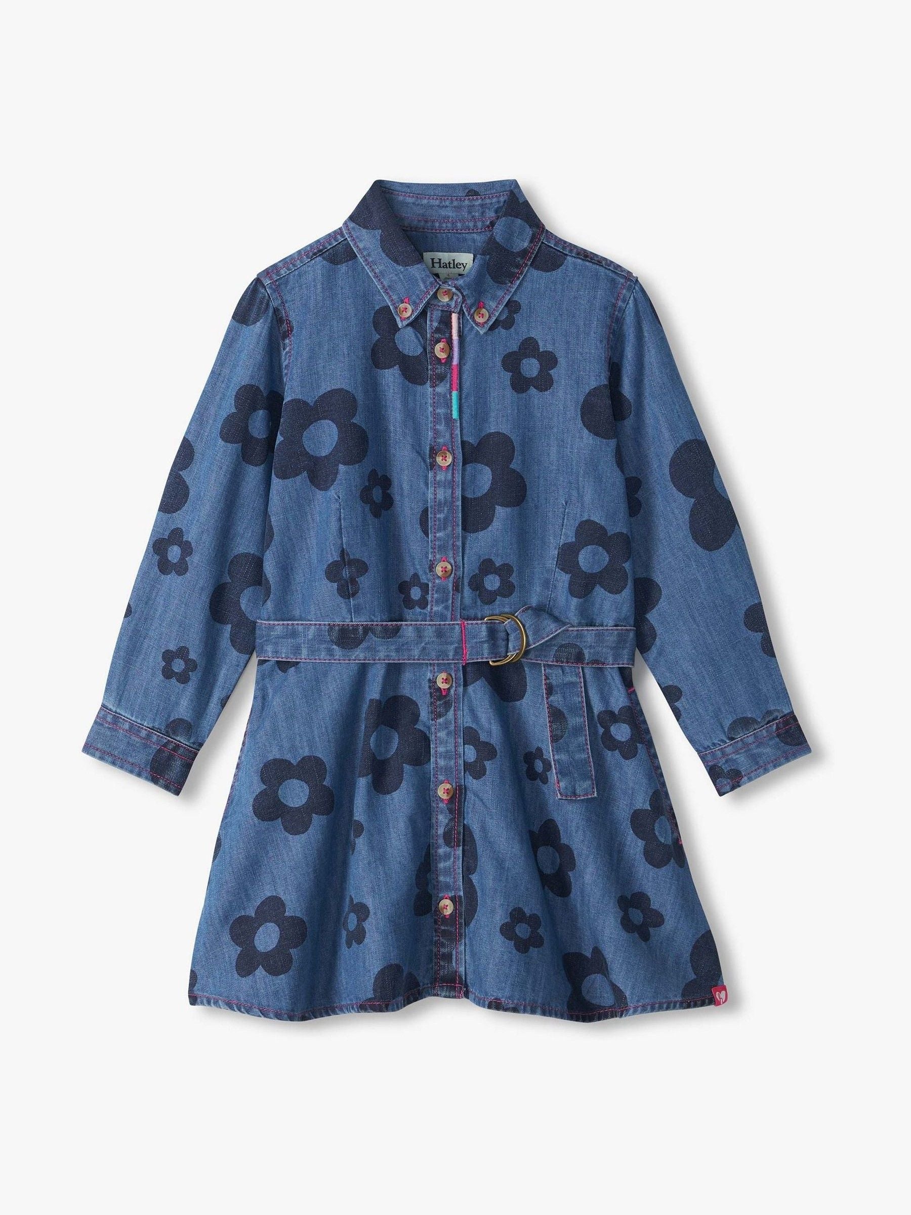 Dsiney Kidz - Hatley Blue Big Flowers Swing Jean Dress image 3