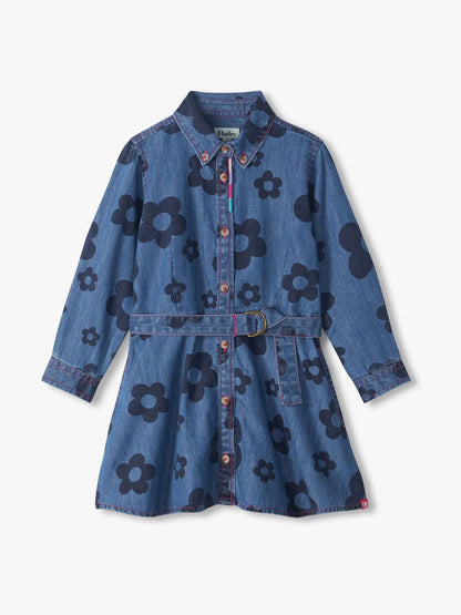 Dsiney Kidz - Hatley Blue Big Flowers Swing Jean Dress image 3