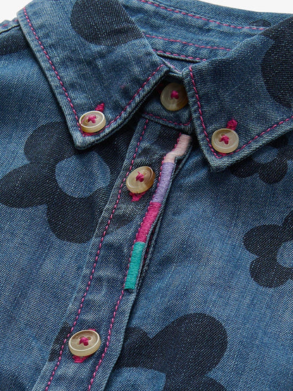Dsiney Kidz - Hatley Blue Big Flowers Swing Jean Dress image 5