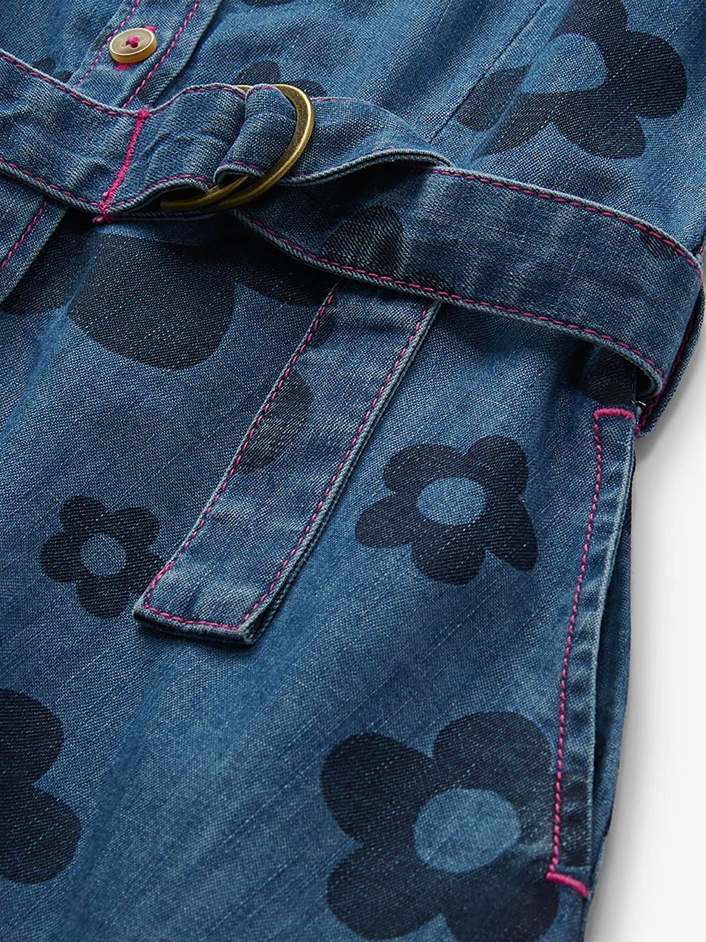 Dsiney Kidz - Hatley Blue Big Flowers Swing Jean Dress image 6