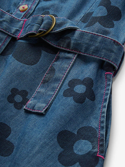 Dsiney Kidz - Hatley Blue Big Flowers Swing Jean Dress image 6