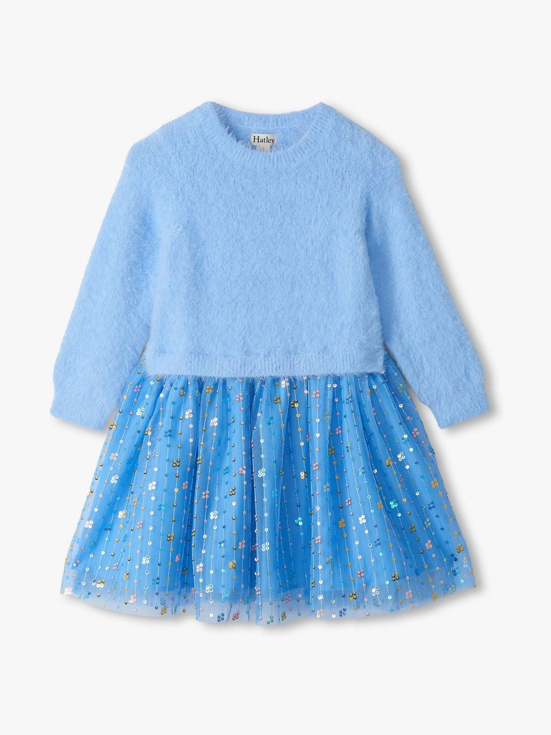 Dsiney Kidz - Hatley Blue Jelly Bean Sequins Fuzzy Mixed Dress image 1