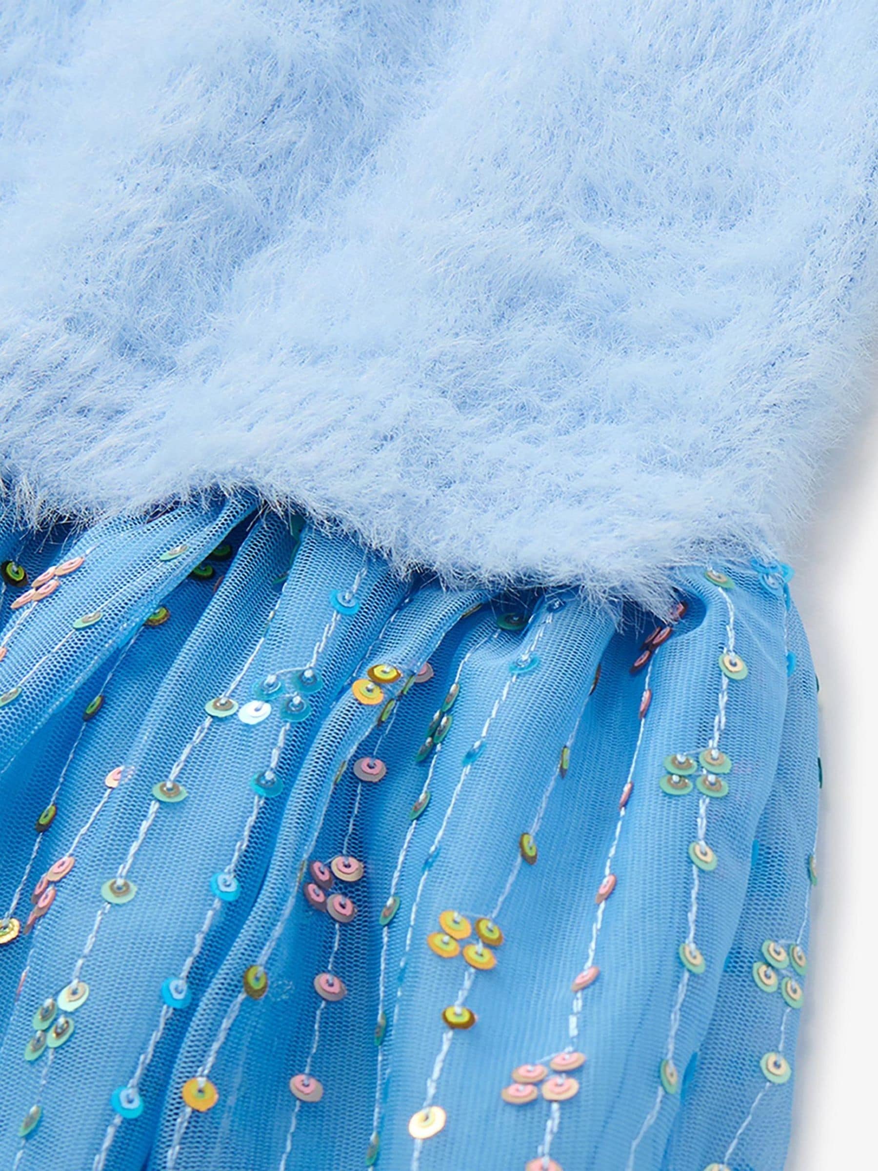 Dsiney Kidz - Hatley Blue Jelly Bean Sequins Fuzzy Mixed Dress image 3