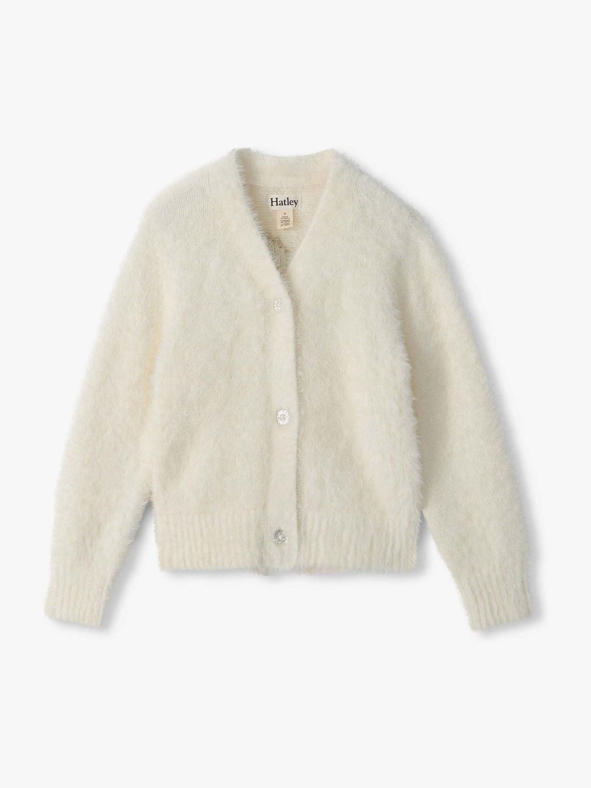 Hatley Natural Gold Heart Fuzzy Shrunken Cardigan - image 1