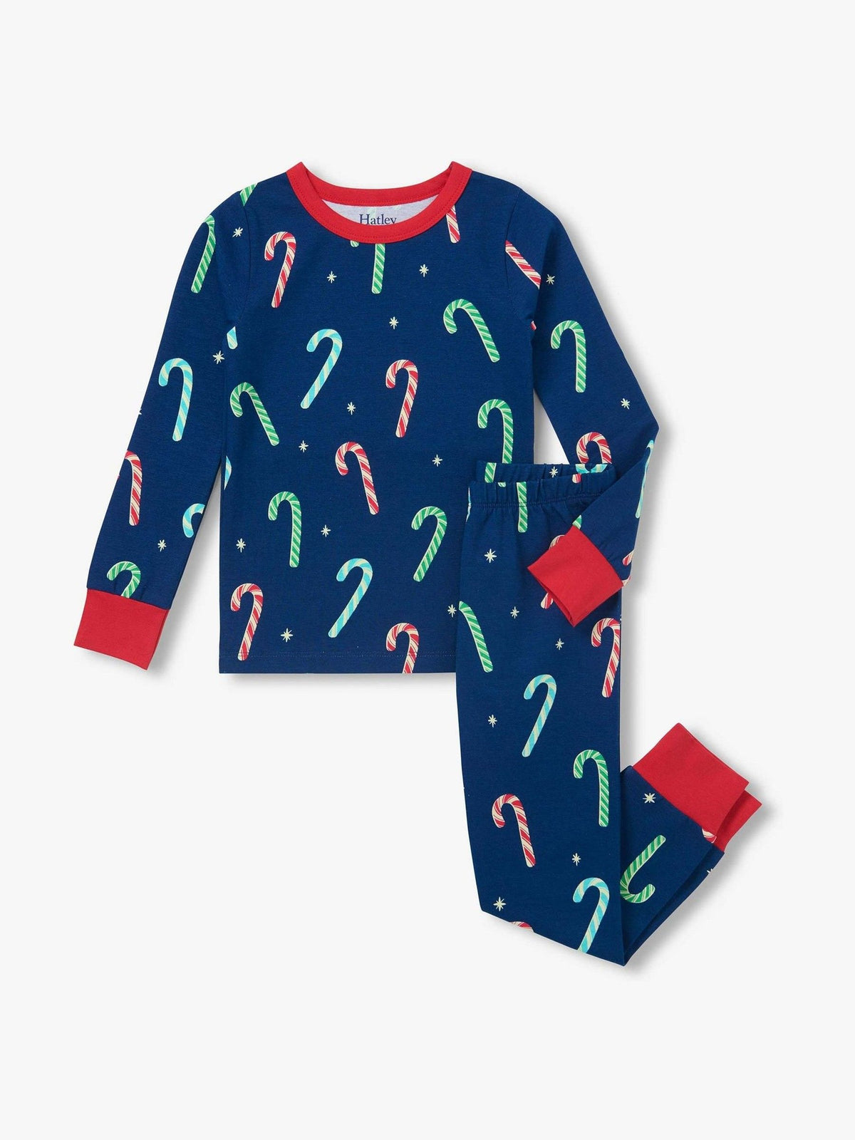 Hatley Blue Blue Candy Canes Glow in the Dark Stretch Jersey Pyjamas Set - image 1