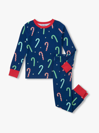 Hatley Blue Blue Candy Canes Glow in the Dark Stretch Jersey Pyjamas Set - image 1