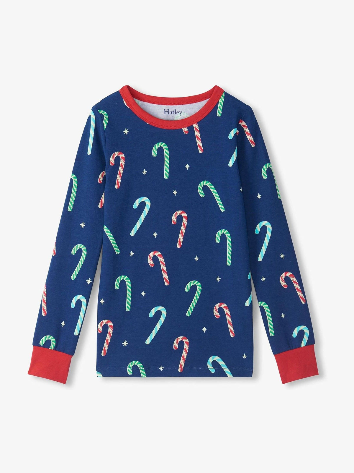 Hatley Blue Blue Candy Canes Glow in the Dark Stretch Jersey Pyjamas Set - image 3