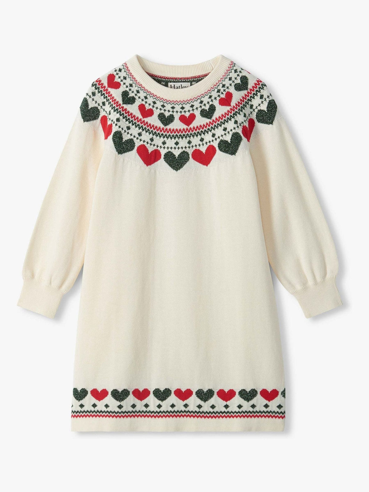Hatley Natural Christmas Hearts Swing Jumper  Dress - image 1