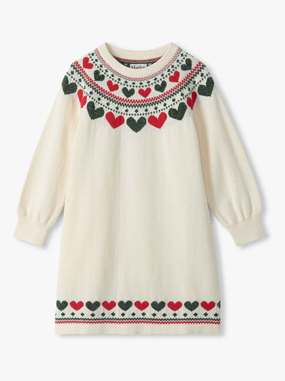 Hatley Natural Christmas Hearts Swing Jumper  Dress - image 1