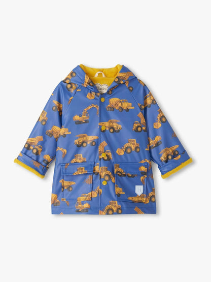 Dsiney Kidz - Hatley Blue Construction Trucks Snap Rain Coat image 1