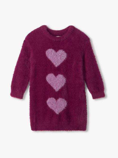 Dsiney Kidz - Hatley Purple Raspberry Hearts Dropped Shoulder Jumper Dress image 1