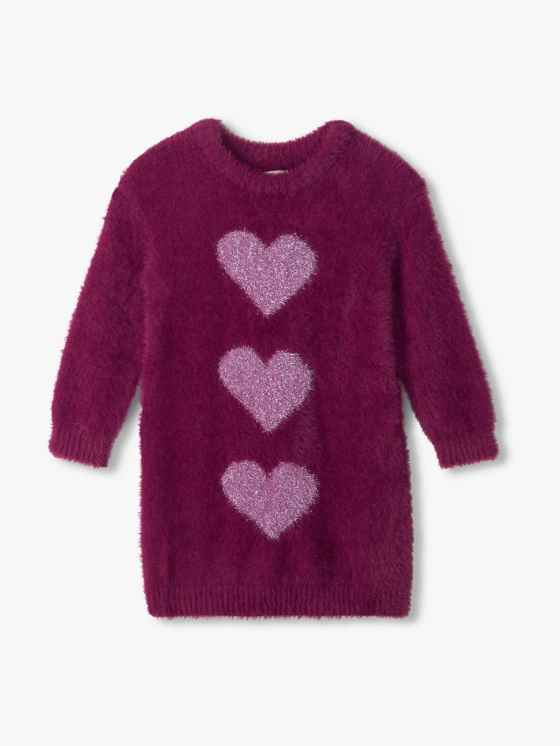 Dsiney Kidz - Hatley Purple Raspberry Hearts Dropped Shoulder Jumper Dress image 1