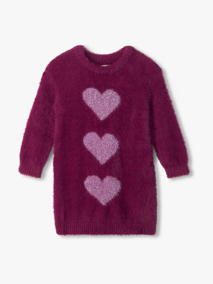 Dsiney Kidz - Hatley Purple Raspberry Hearts Dropped Shoulder Jumper Dress image 1