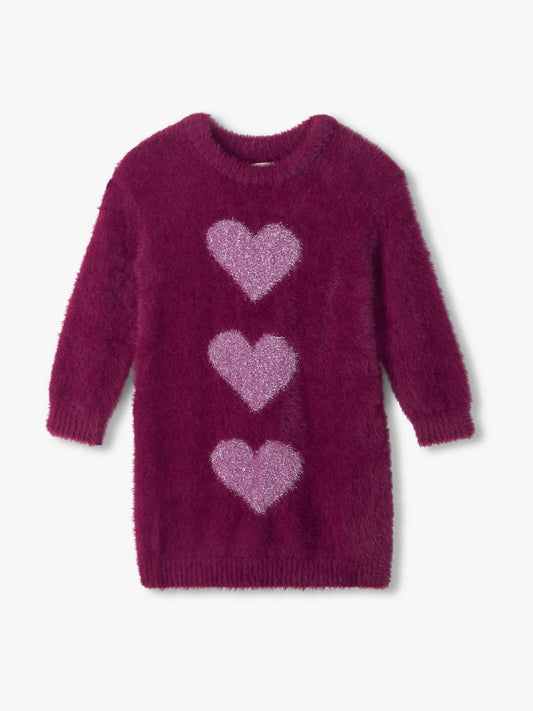 Dsiney Kidz - Hatley Purple Raspberry Hearts Dropped Shoulder Jumper Dress image 1