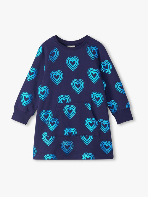Dsiney Kidz - Hatley Blue Rainbow Hearts Sweatshirt Dress image 1