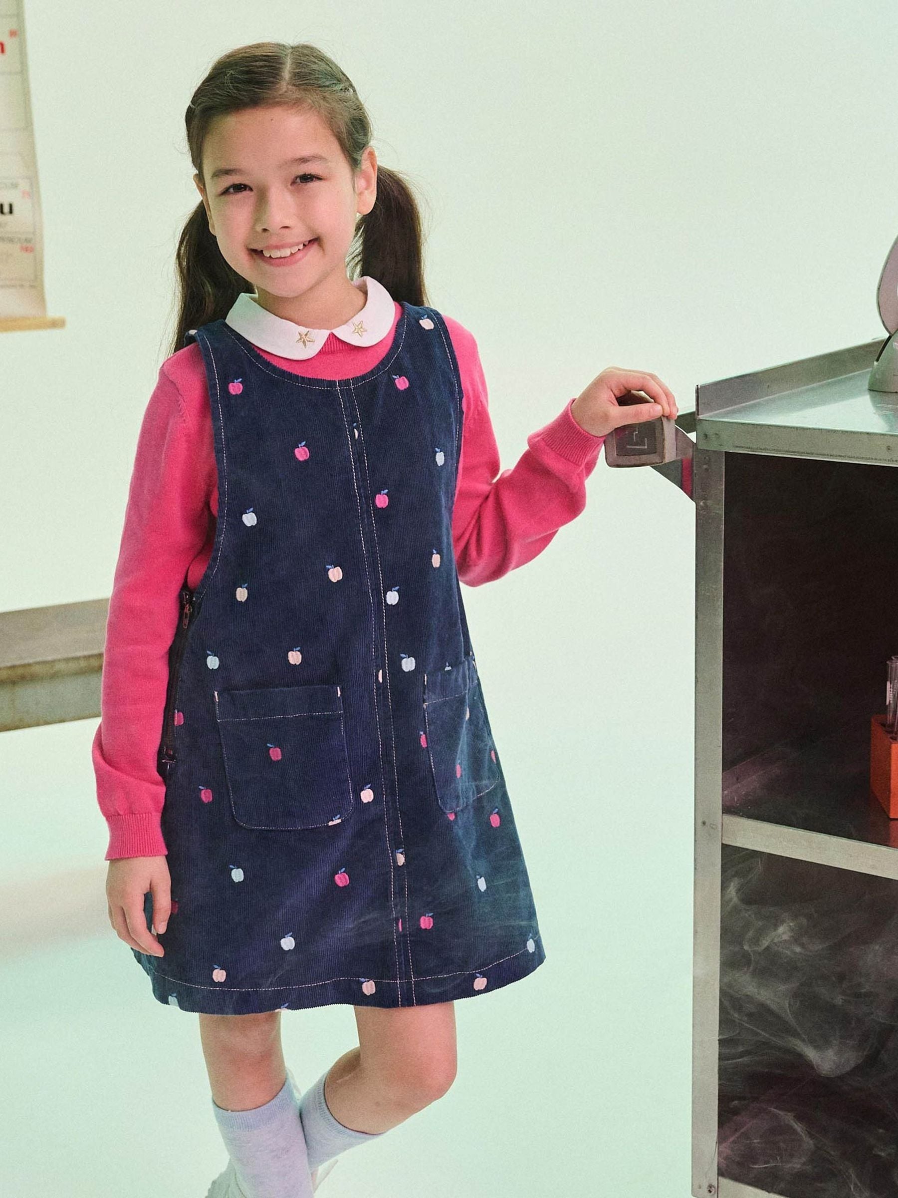 Dsiney Kidz - Hatley Blue Embroidered Apple Pinafore Dress image 1