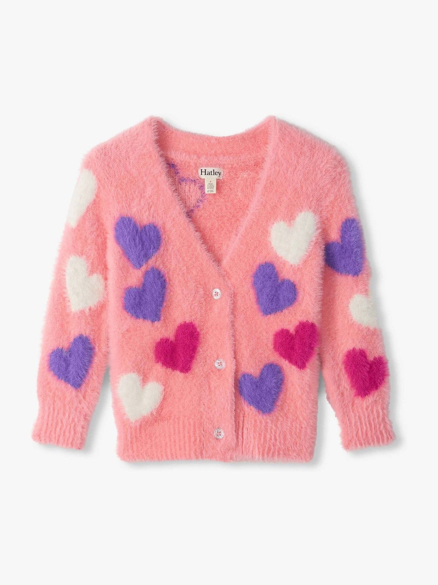 Dsiney Kidz - Hatley Pink Jumbo Hearts Fuzzy Cardigan image 1