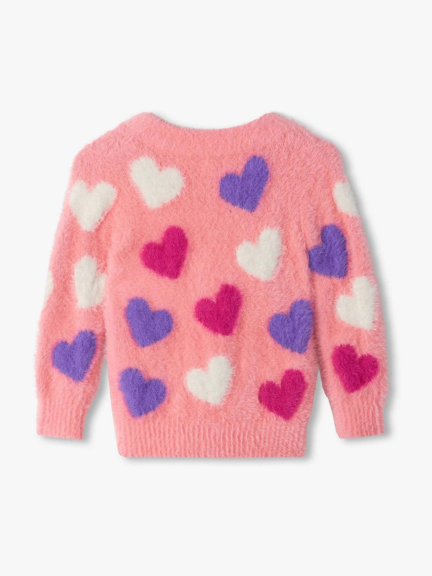 Dsiney Kidz - Hatley Pink Jumbo Hearts Fuzzy Cardigan image 2