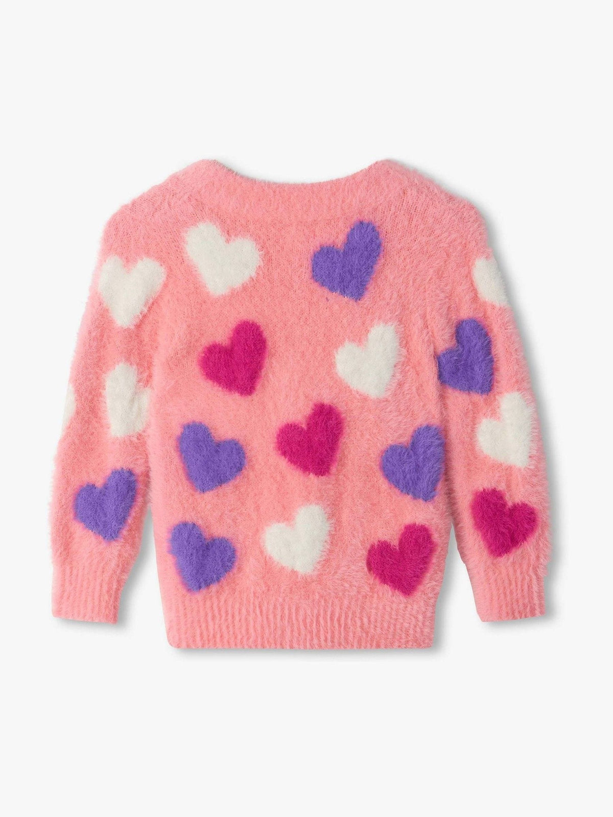 Dsiney Kidz - Hatley Pink Jumbo Hearts Fuzzy Cardigan image 2