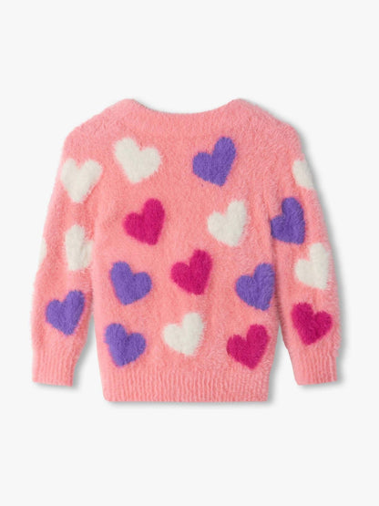 Dsiney Kidz - Hatley Pink Jumbo Hearts Fuzzy Cardigan image 2