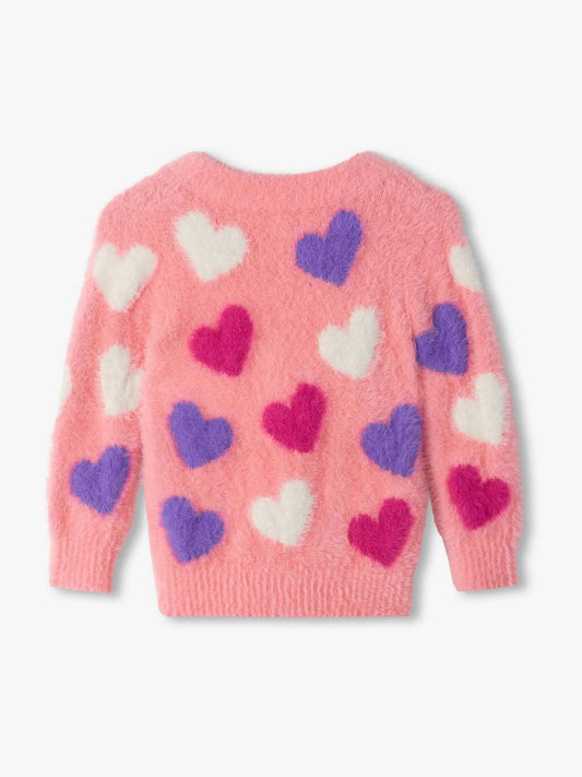 Dsiney Kidz - Hatley Pink Jumbo Hearts Fuzzy Cardigan image 2