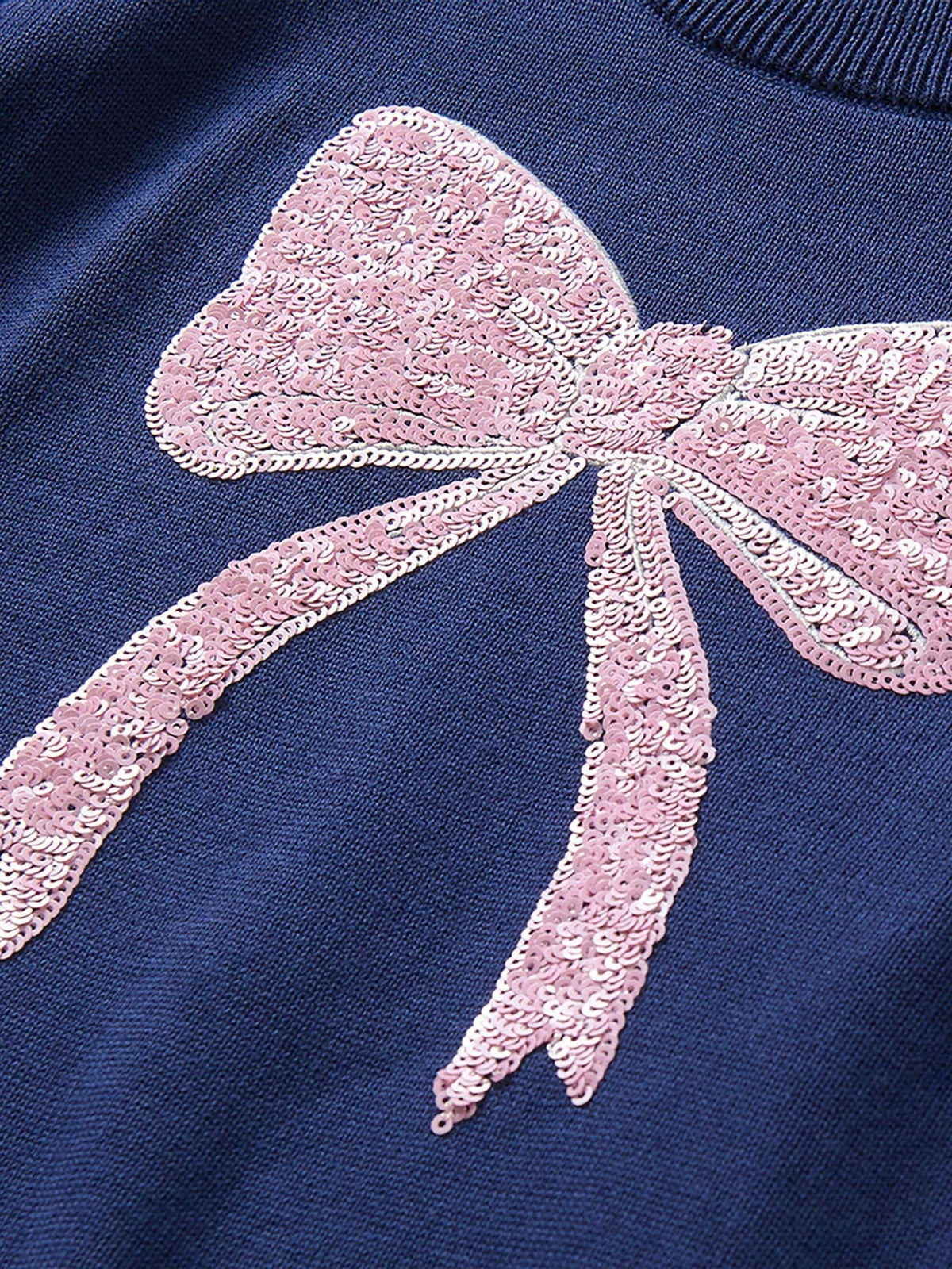 Dsiney Kidz - Hatley Blue Pink Bow Sequin Crew Neck Jumper image 3