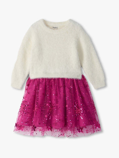 Dsiney Kidz - Hatley Natural Starburst Sequins Fuzzy Mixed Dress image 1