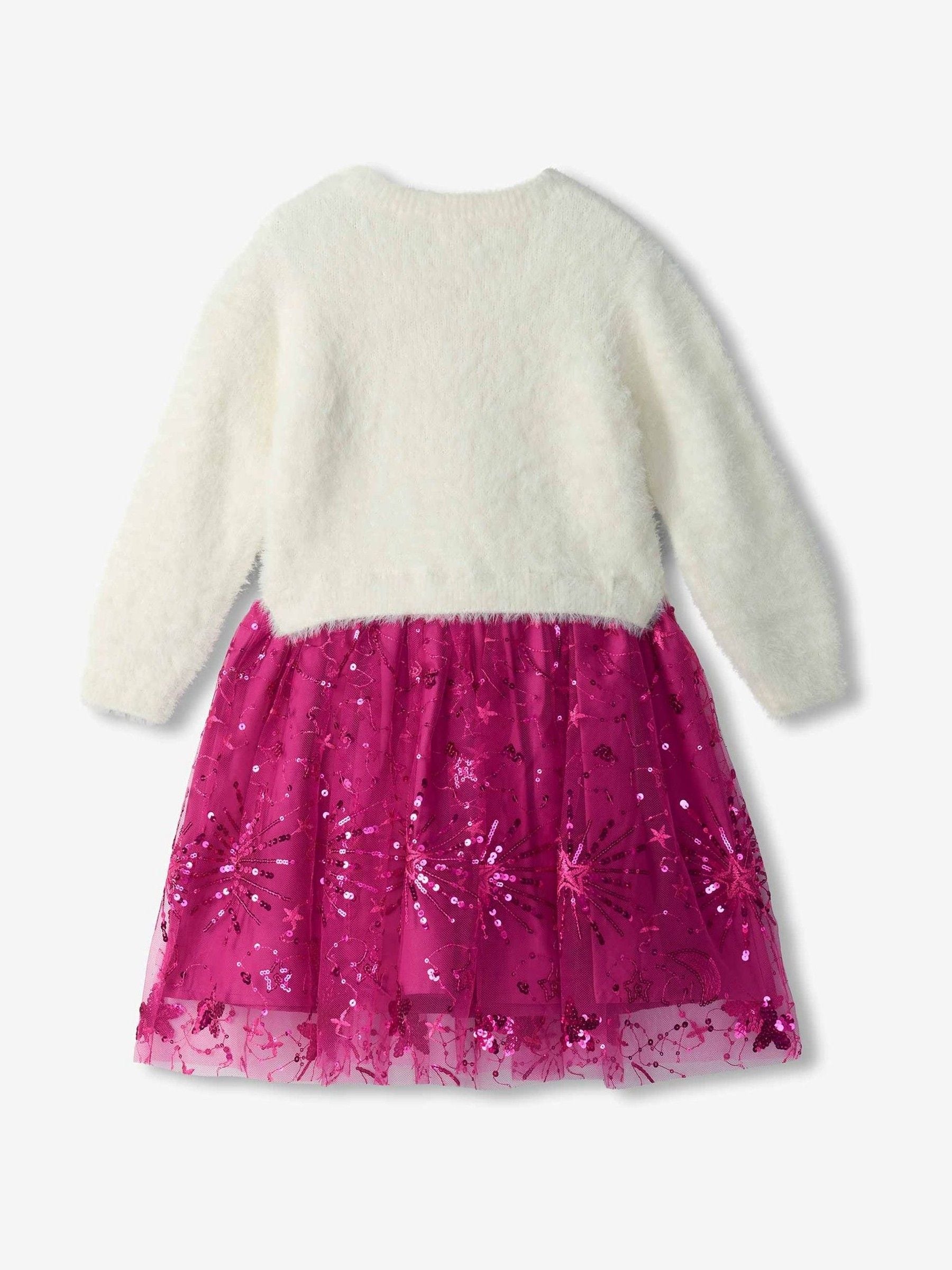 Dsiney Kidz - Hatley Natural Starburst Sequins Fuzzy Mixed Dress image 2